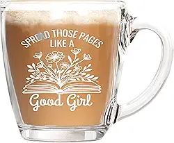 Presente para amantes de livros para mulheres que amam livros picantes café - caneca de café de vidro engraçada - presente de livros para leitores, copo amante BookTok para ela - acessórios do clube