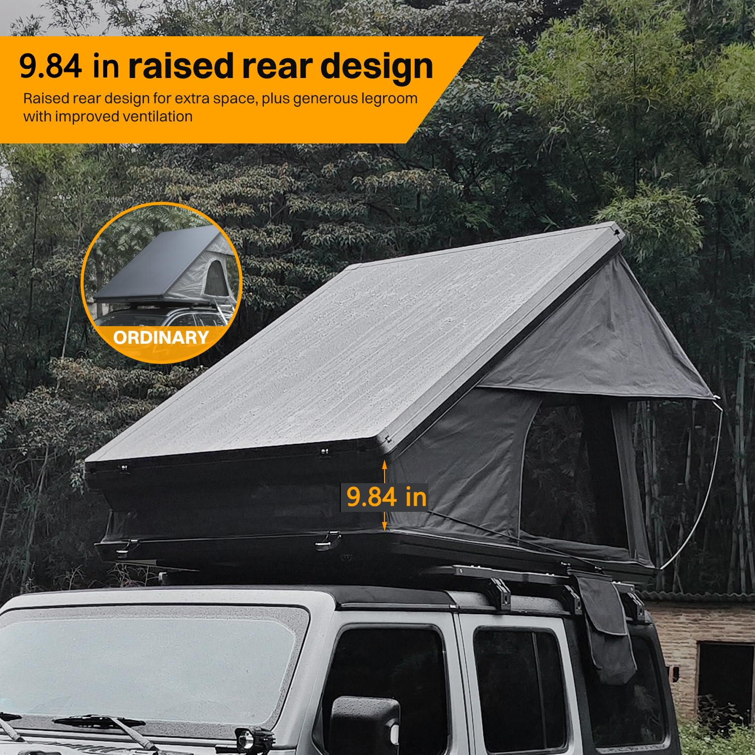Hardshell Rooftop Tent, Car Roof Tent for Camping, Jeep, SUV, Van, with Aluminum Alloy Shell, 300D Oxford Cloth,3000mm Waterproof Rating, Mesh Windows, Mattress, Ladder, for 2-3 People, Black