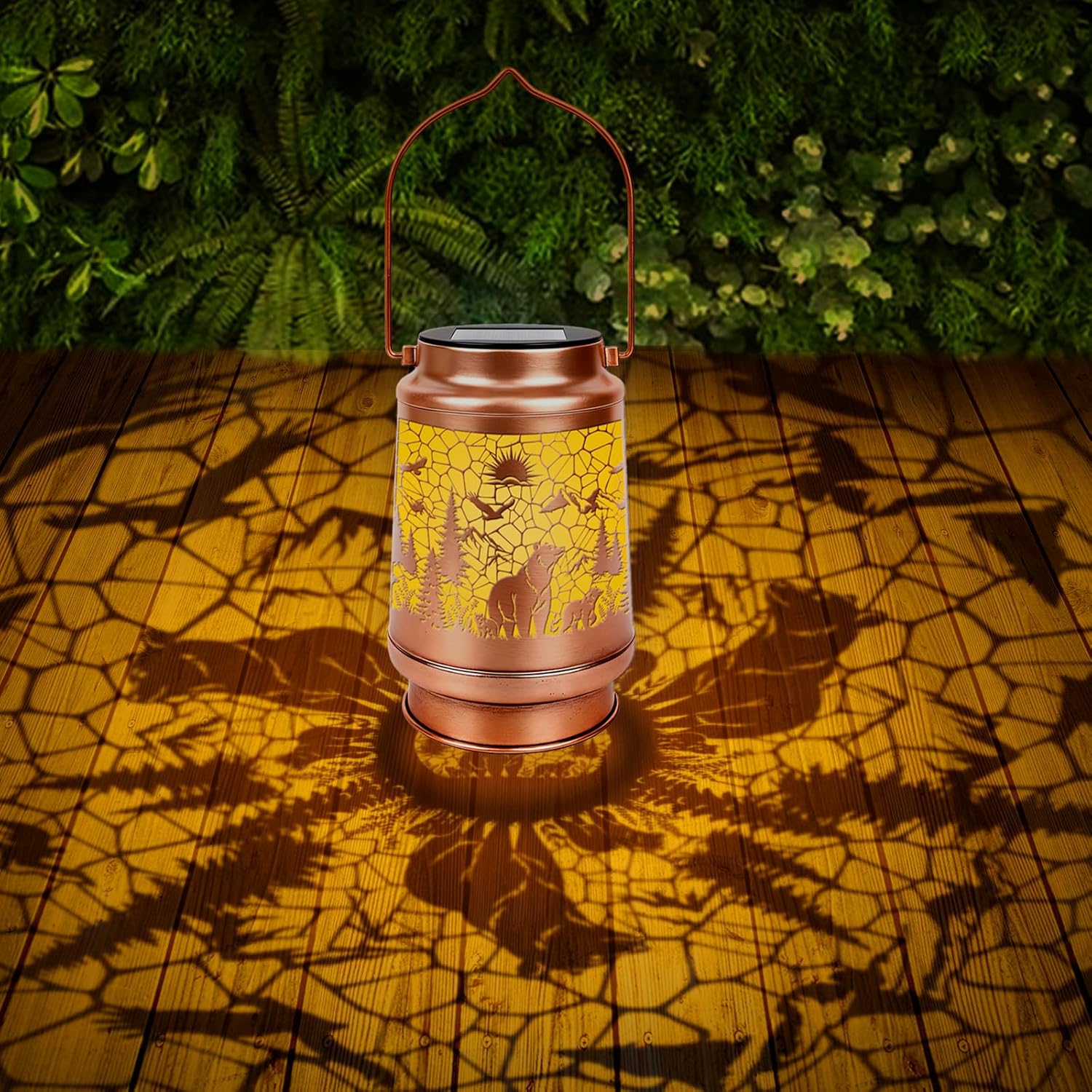 Bear Solar Lanterns Outdoor Waterproof - Wxiben Bear Decor Gifts for Mother's Day Father's Day Christmas Birthday, Hanging Solar Lights Lamp for Outside Garden Yard Patio Lawn Pathway Landscape Decor