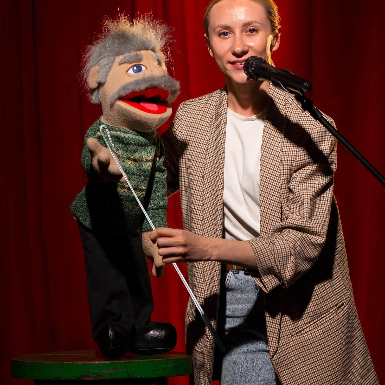 Hohopeti Handpuppen Armsteuerung Marionettengriff 4 Stück aus Kunststoff und Eisen Komfortabler Griff für Halb Körper Puppen für Professionelle Puppenspieler