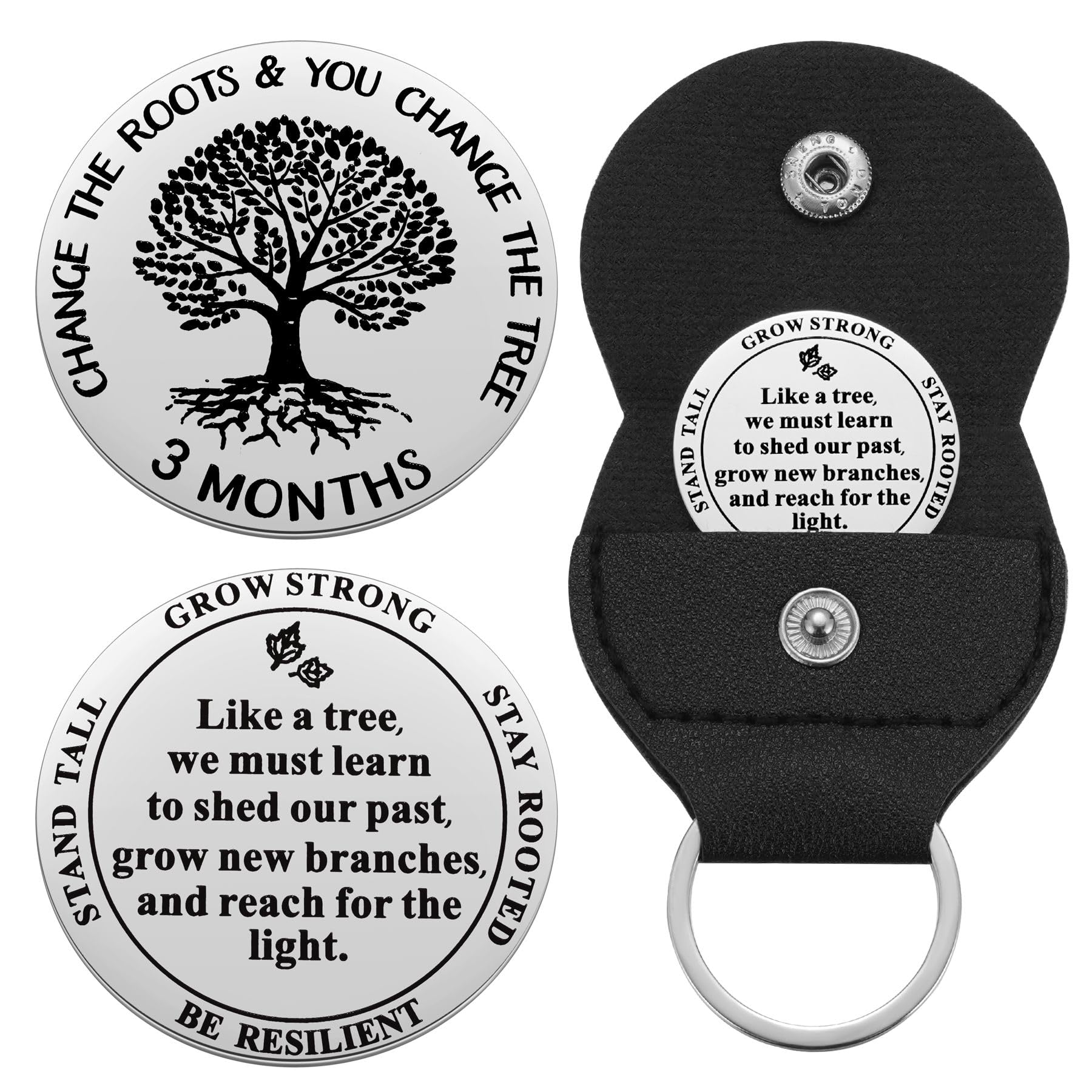 Ukodnus 1-11 Months AA Token, 1-30 Years Sobriety Coin, Tree of Life AA Chip, AA Medallion Recovery Chips, Alcoholics Anonymous Monthly & Yearly Celebrate Gift, S, Stainless Steel, no gemstone