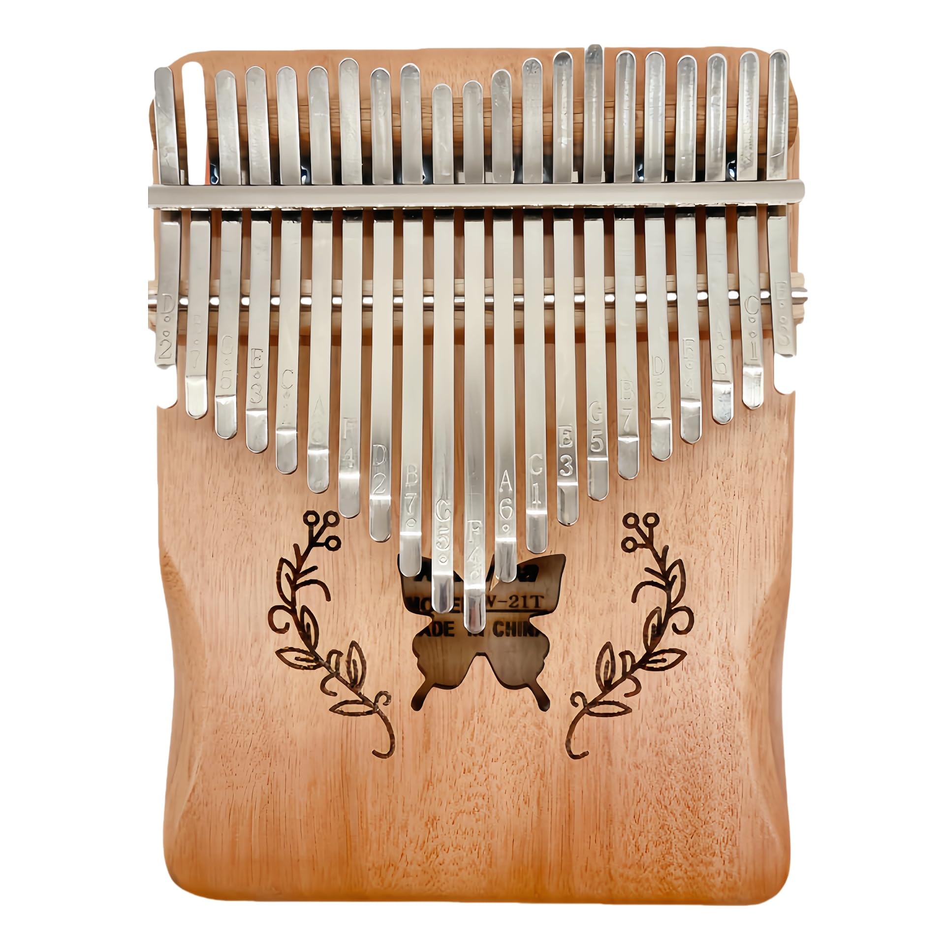 Fay Bless Tragbares Mbira-Fingerklavier mit 17/21 Tasten, mit Stimmhammer, Lernanleitung, Kalimba-Daumenklavier, Musikinstrumente (21 Tasten, Schmetterlingsholz)