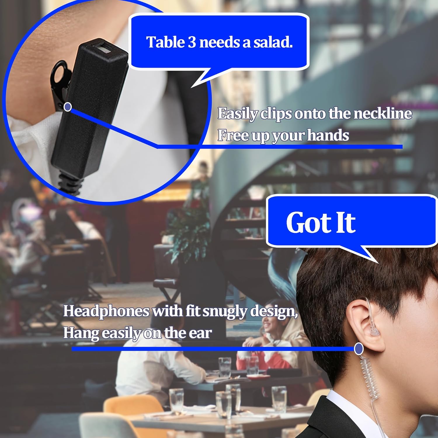 SAMCOM Acoustic Tube Earpiece Walkie Talkies, 2-Wire Air Tube Headset with Mic for Two Way Radios, Hands-Free Surveillance Radio Earpieces Compatible with FPCN10A FPCN30A, 1 Pcs - Image 5