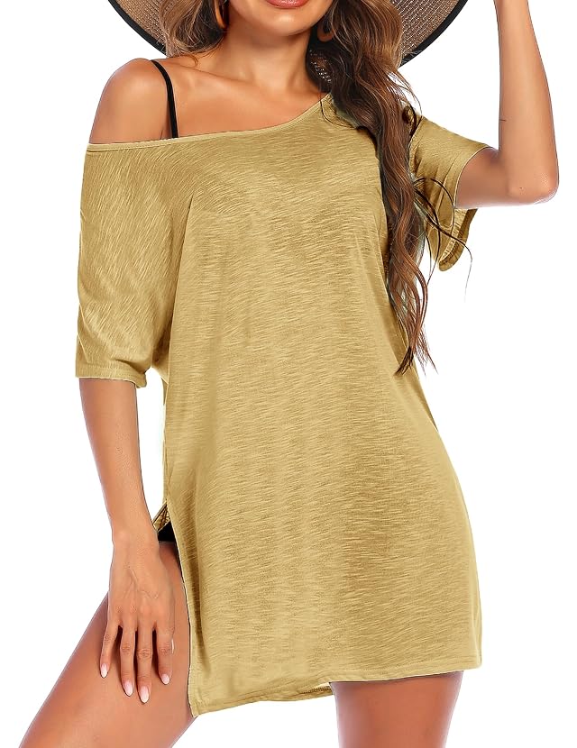 Ekouaer Womens Swimsuit Beach Cover Up Short Sleeve Cover Ups for Swimwear Bathing Suit Coverups S-XXXL