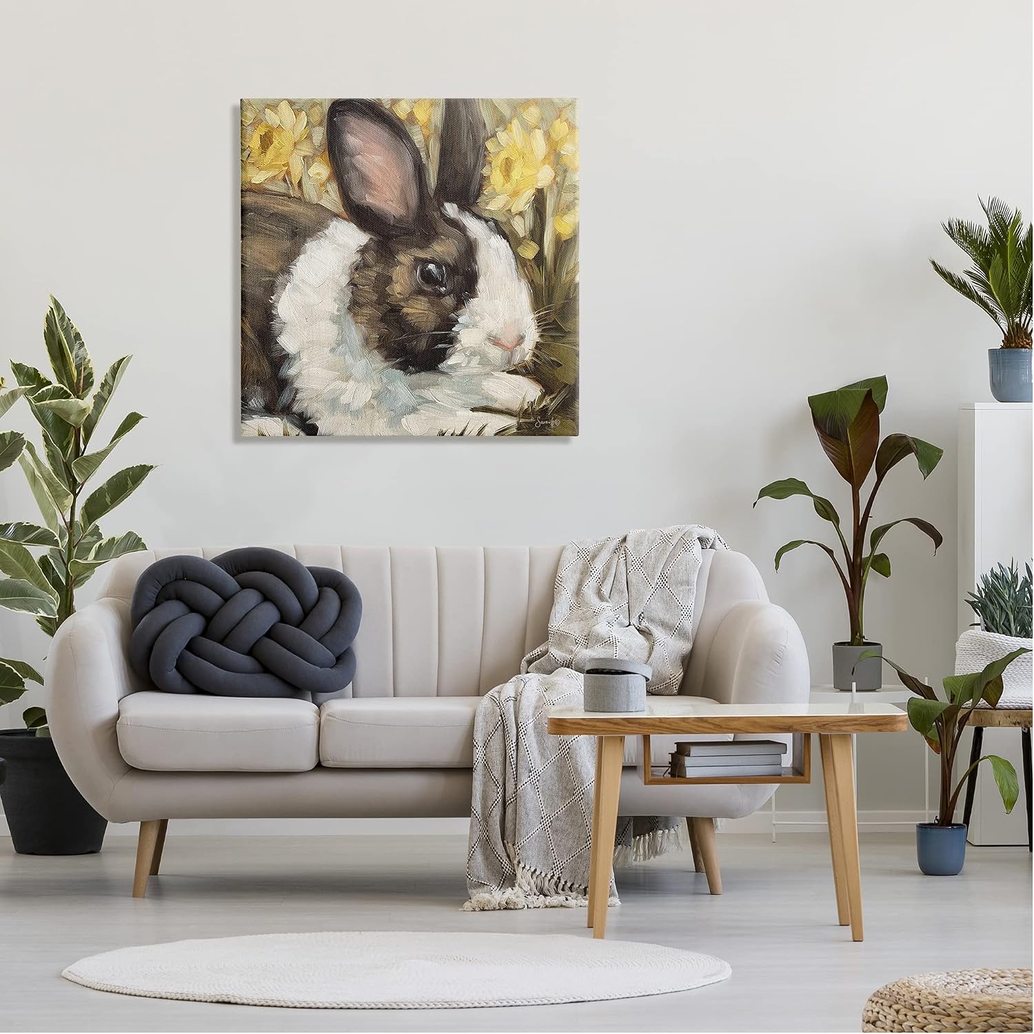 Stupell Industries Rabbit Blooming Daffodils Nature Canvas Wall Art, Design by Sara G. Designs