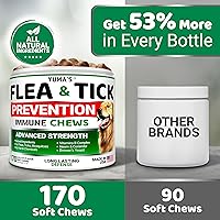 Vista 5 de Prevención de pulgas y garrapatas masticables para perros, 170 golosinas, suplemento masticable natural para el tratamiento de pulgas y garrapatas