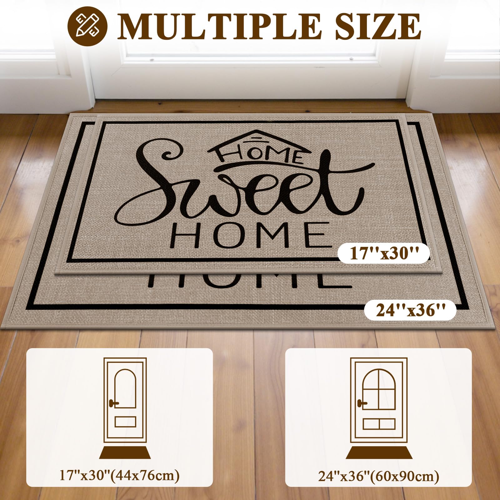 Enyhom Zerbino Ingresso Esterno 60x90cm, Tappeto Ingresso Interno Antiscivolo, Zerbino da Esterno Assorbente, Lavabile Tappeto per Porta, Corridoio