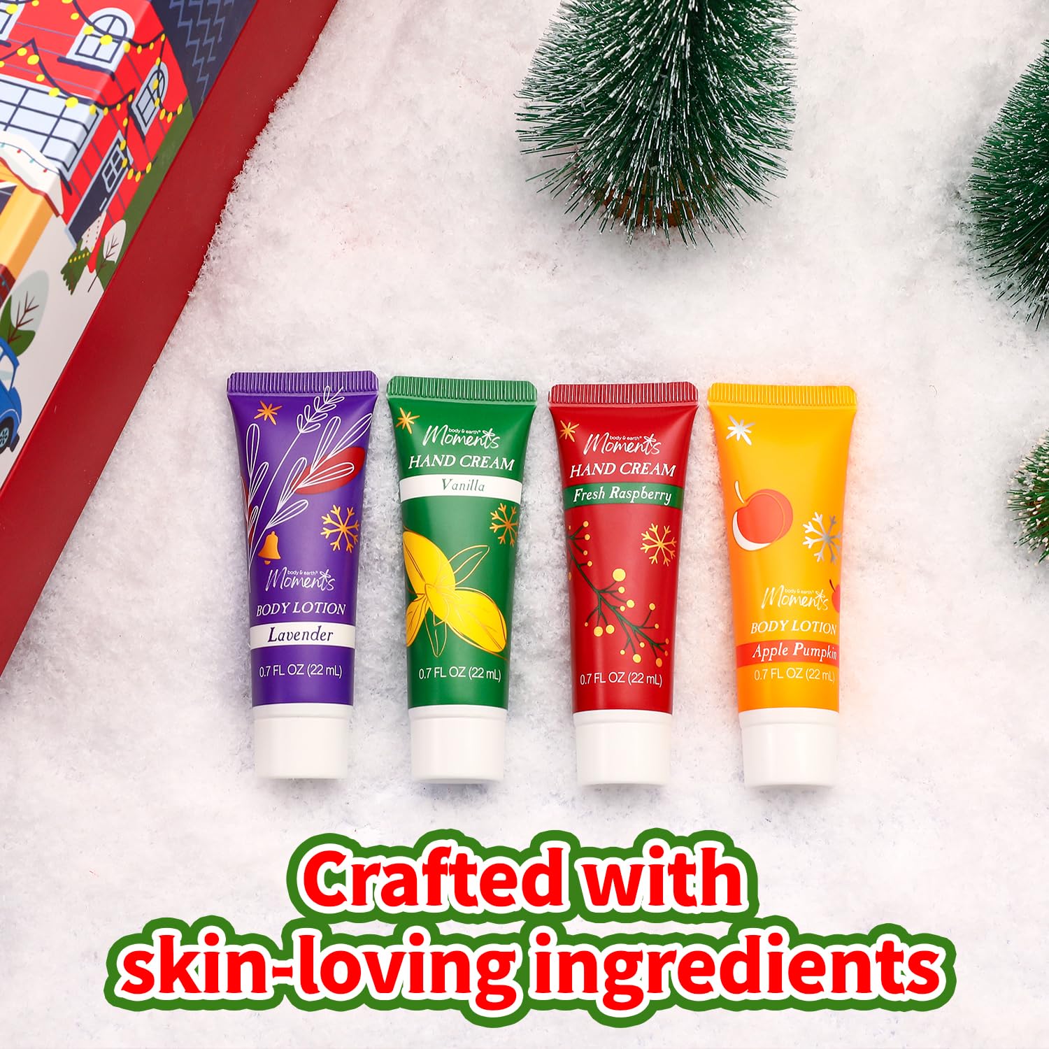 BODY & EARTH Regali di Natale per donne, set da 24 pezzi, set da bagno per Natale con confezione regalo, candela profumata, bagno di schiuma, decorazione natalizia, fidanzata, regalo natale donna