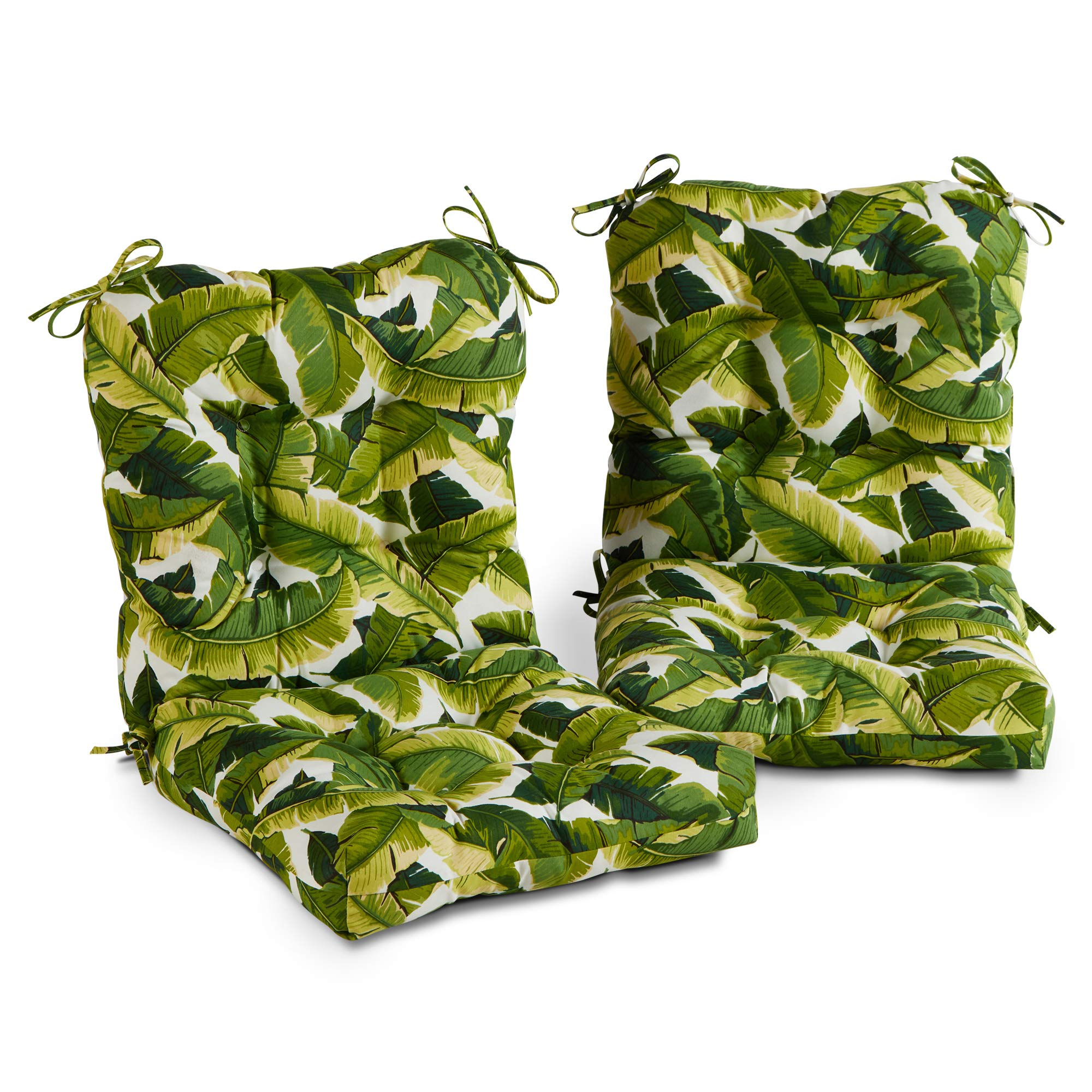 Greendale Home Fashions AZ6815S2-PALM-WHITE Tropical White Outdoor Chair Cushion (Set of 2)