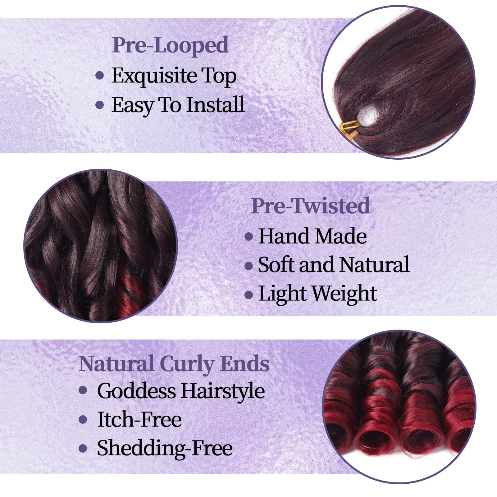 Locescsoc 24 Inch French Curls Braiding Hair 8 Packs Spanish Curly Braids Pre Stretched Loose Wave Soft French Curl Synthetic Braiding Hair Extensions for Women (1B/BUG - Image 3