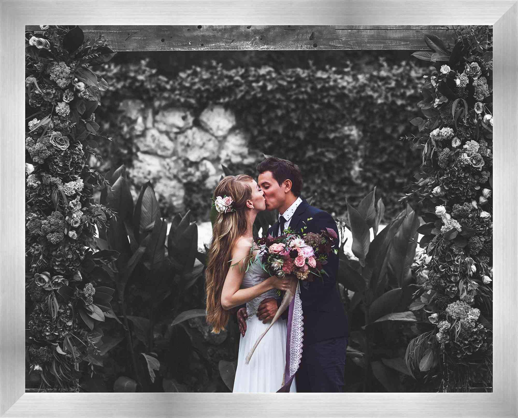 CountryArtHouse 11x17 Silver Metallic Wood Frame - 'Brushed Steel' Thin - Great for Posters, Photos, Art Prints, Mirror, Chalk Boar