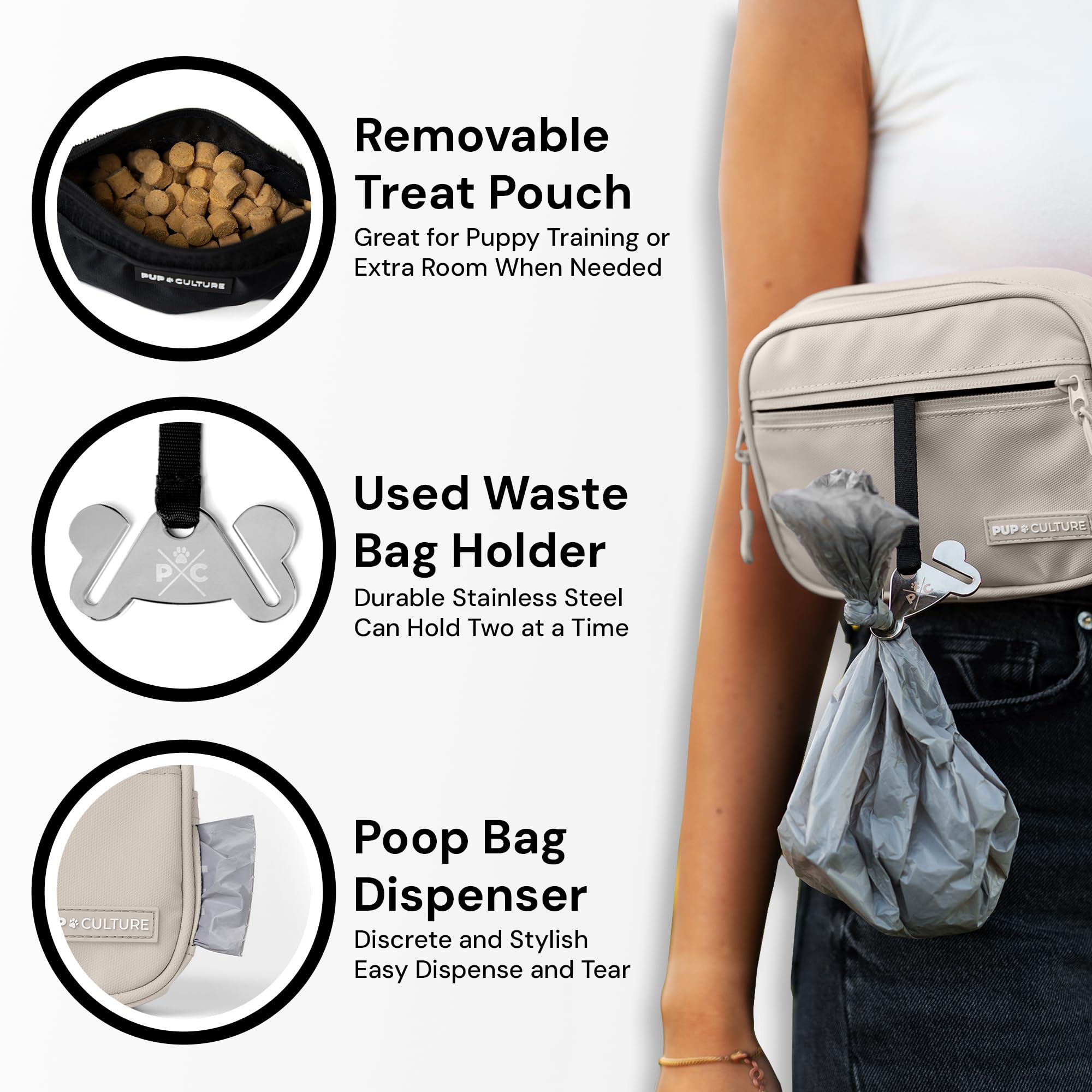 Pup Culture Leckerli-Tasche für Hunde mit Kotbeutelspender und abnehmbarem Leckerlibeutel, Cross-Body-Hundetasche, das perfekte Welpen-Trainingsgerät und noch besseres Geschenk