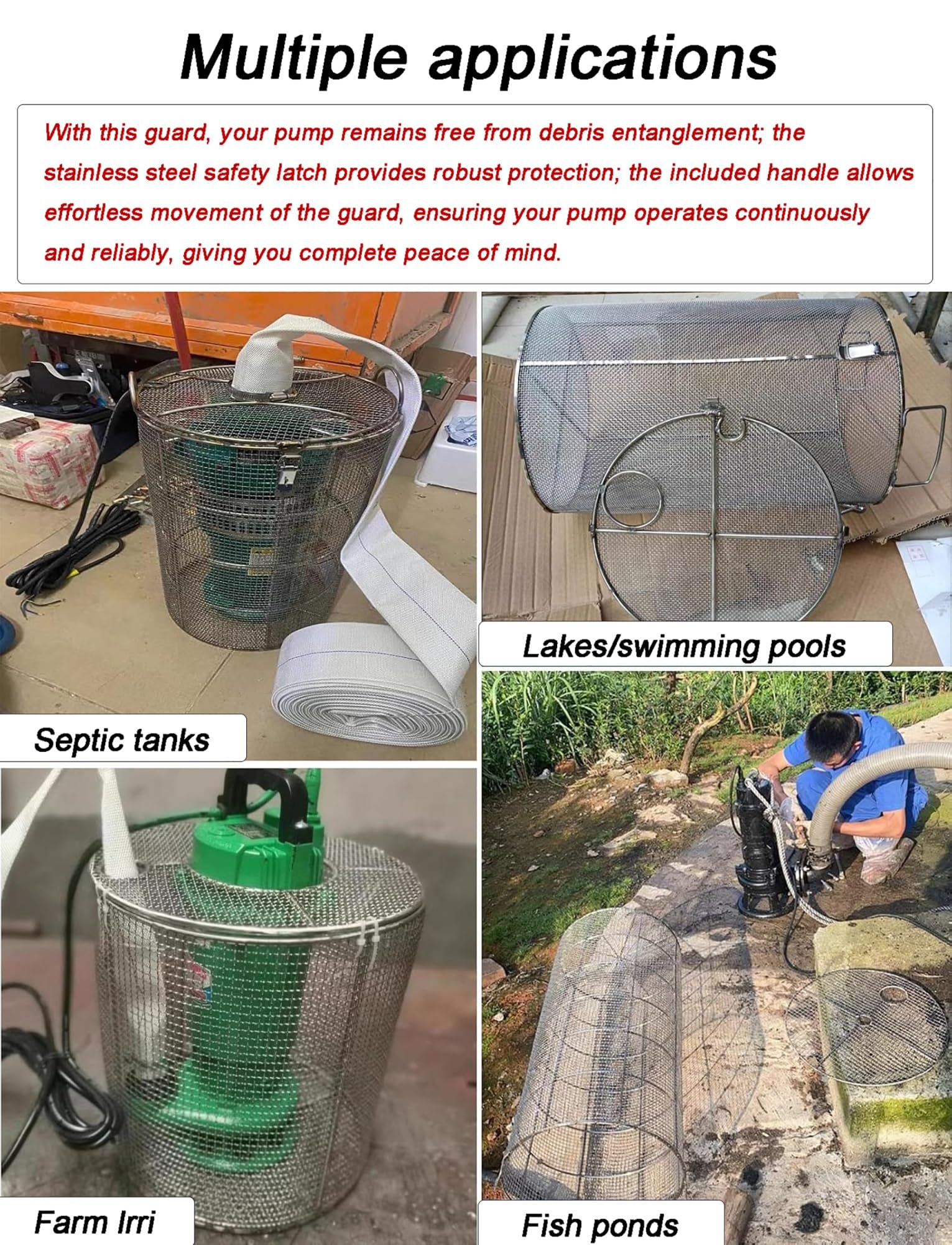 Protector de bomba sumergible, filtro de malla de acero inoxidable de 1 mm para bombas de sumidero, estanque, aguas residuales y pozos (23.6 x 39.4 pulgadas) evita obstrucciones con protección