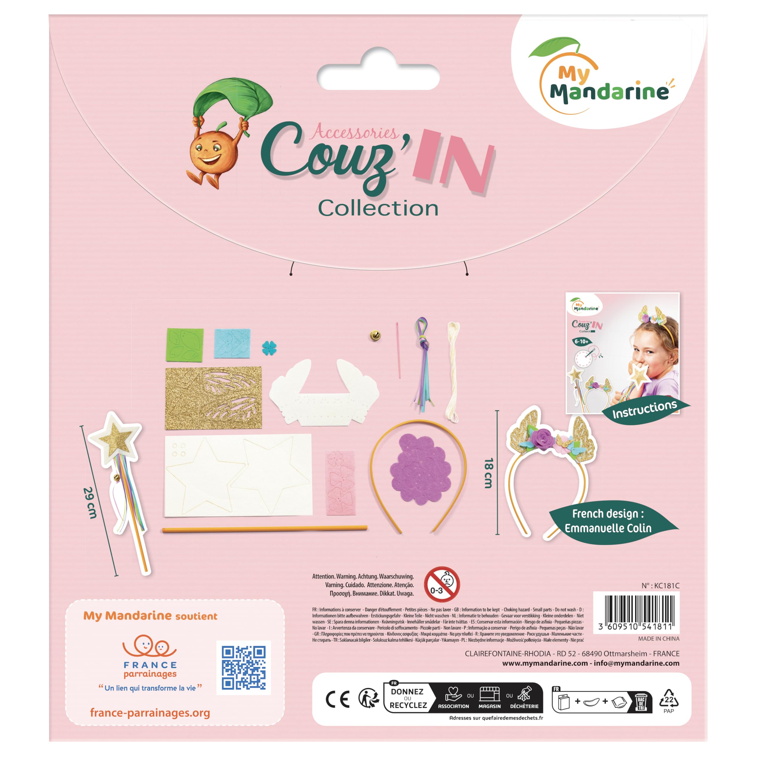 MY MANDARINE KC179C, Children's Creative Sewing kit, Couz'in Accessories, Disguise kit, from Age 6, Fairy Theme - Image 2