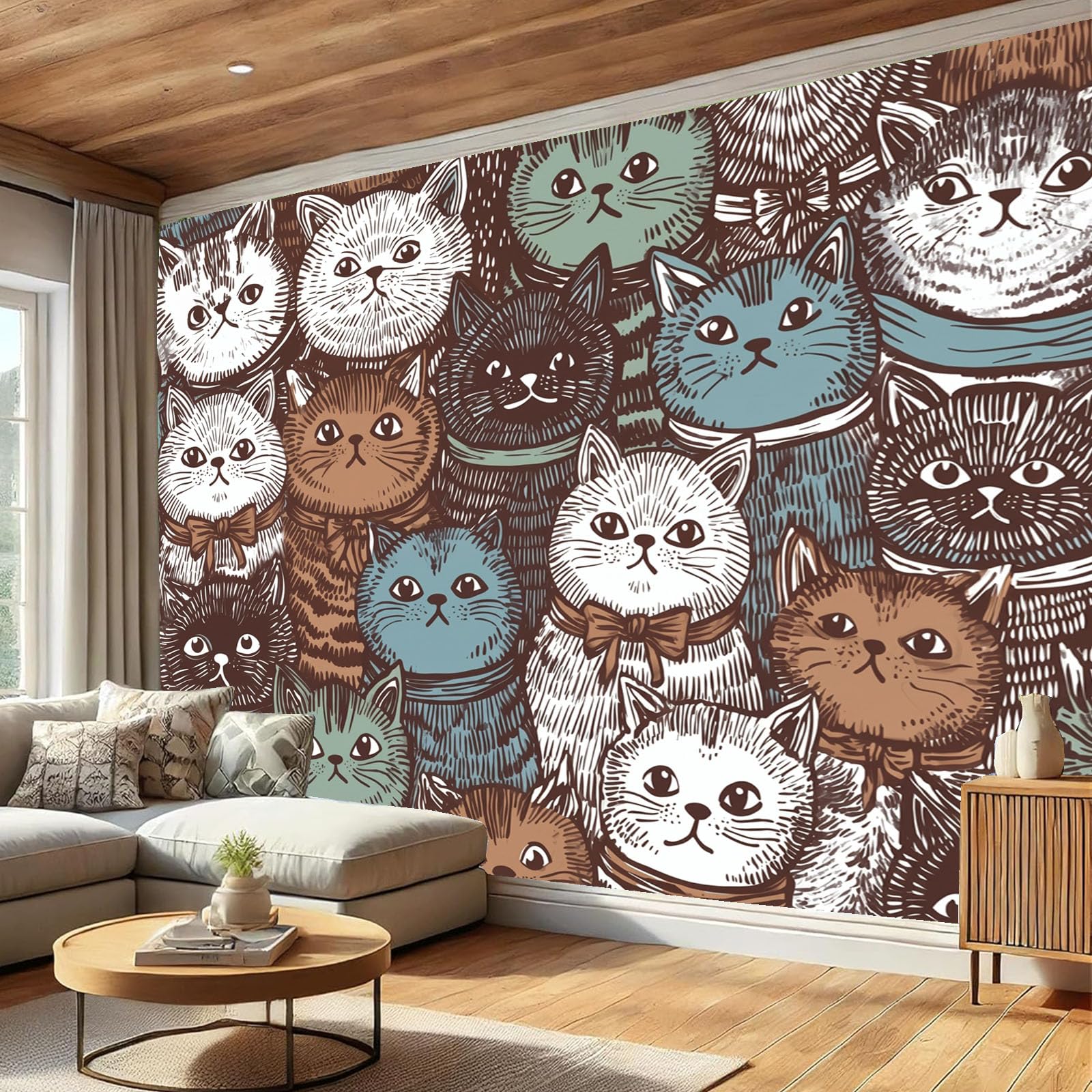 Papier Peint Panoramique Animaux Dessin Animé pour Salon et Chambre d'Enfants