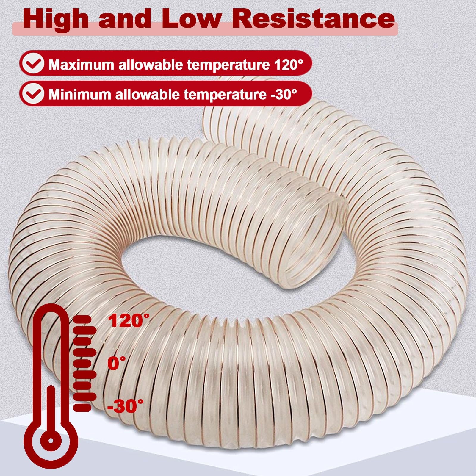Tubo flessibile per la raccolta della polvere, tubo trasparente, tubo di estrazione commerciale per officina, filtro dell'aria per tende da coltivazione, lunghezza 10 m, diametro 190 mm