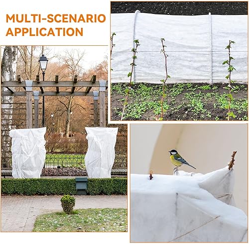 Miniatura 5 de Uiifan 3 fundas para plantas, protección contra la congelación, 10 x 33 pies, manta flotante reutilizable para cama de jardín, manta de tela helada