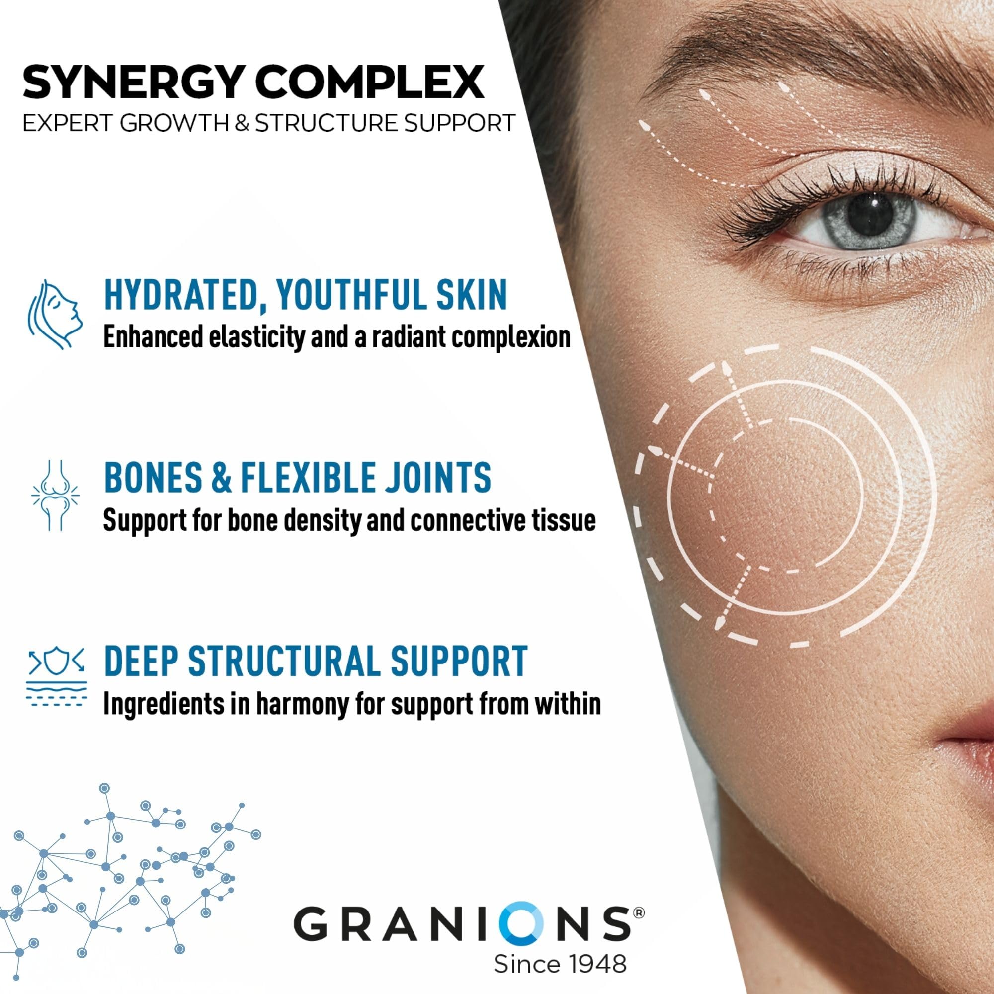 Granions Marine Collagen Pills – 2000mg Hydrolyzed Marine Collagen Peptides, Hyaluronic Acid, Vitamin C, Calcium, Magnesium – Skin, Hair, Nails, Pro Aging Hyaluronic Acid Supplements – 180 Tablets — Amazon image 4
