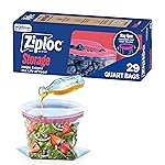 Ziploc Quart Food Storage Bags, Stand-Up Bottom, Easy to Fill, 29 Count (Packaging May Vary)