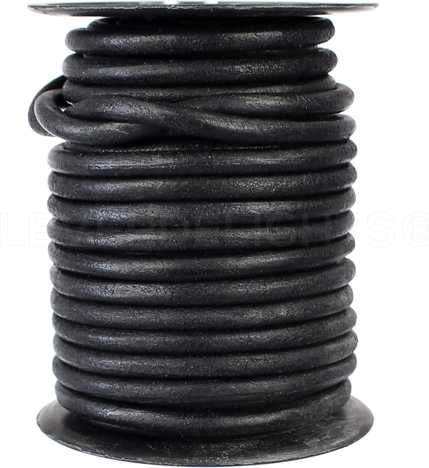 CleverDelights 50フィート 1/4インチ 本革ラウンドコード ブラック