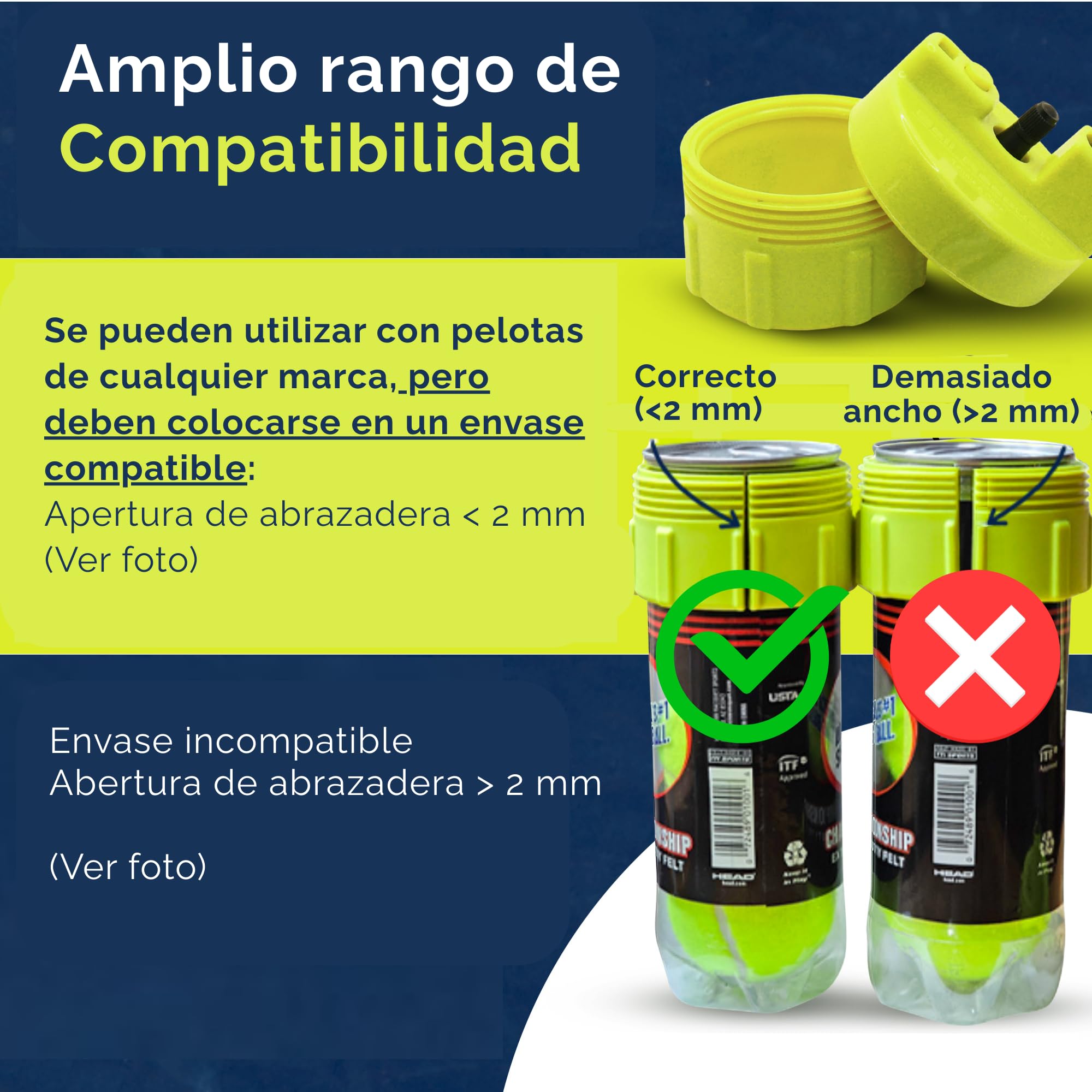 Ball Rescuer 30 PSI Presurizador de Pelotas de Pádel o Tenis Adaptable a Envases de Tres o Cuatro Bolas