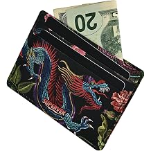 SUPERVEK Oriental Dragon Ultra-Thin Paper Cardholder Wallet Slim Minimalist Vegan HDPE Card Holder for Men & Women, Water-Resistant, Multiple Card Slots, Side-Open Cash Compartment