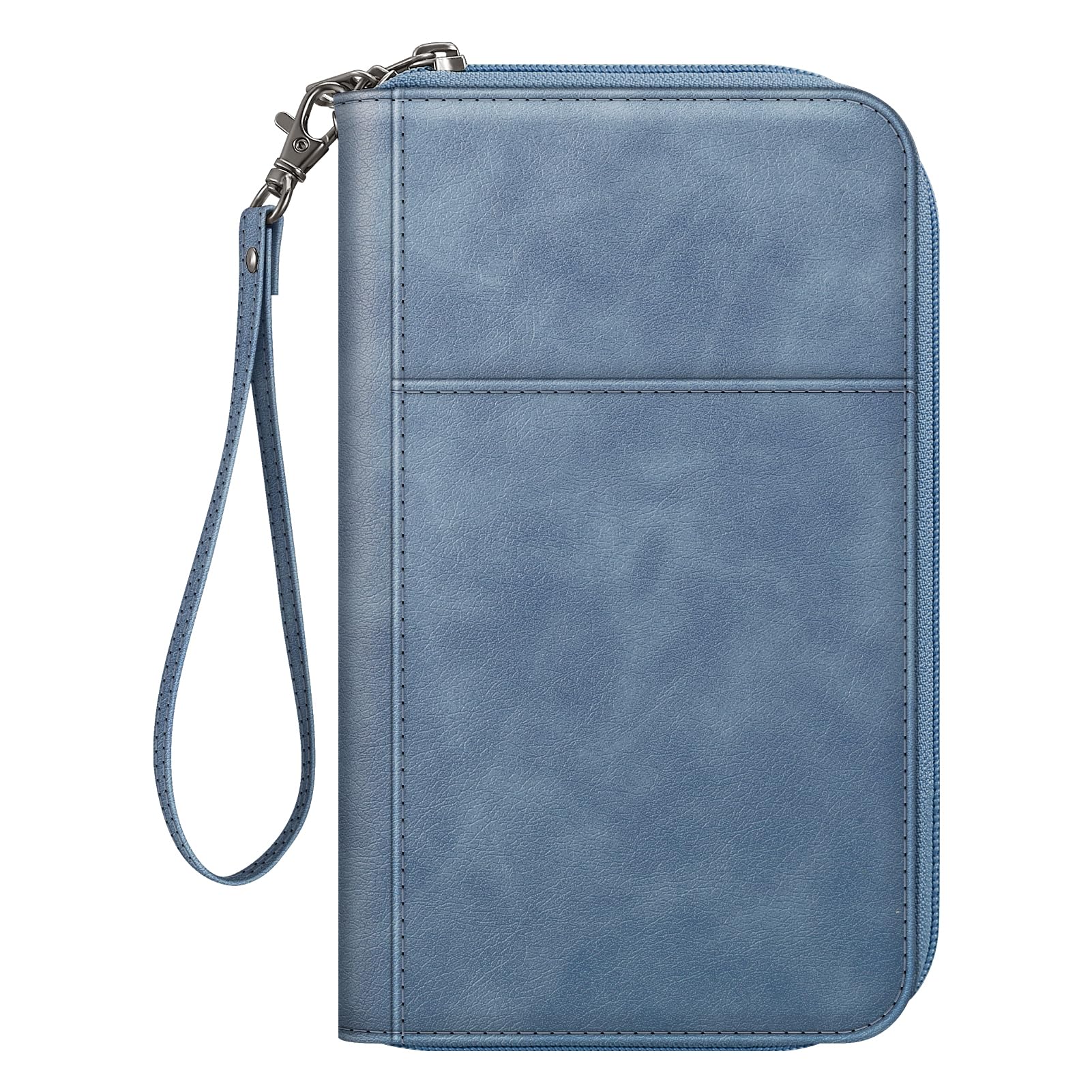 FINTIE Passport Holder Travel Wallet for Family, RFID Blocking Travel Document Organizer Clutch Bag for Passports, Business Cards, Credit Cards, Boarding Passes, Blue