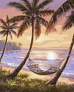 YXQSED Senza Cornice Dipingere con i Numeri per Adulti e Bambini Vernice di Numero Kit Vacanze al Mare 16X20 inch