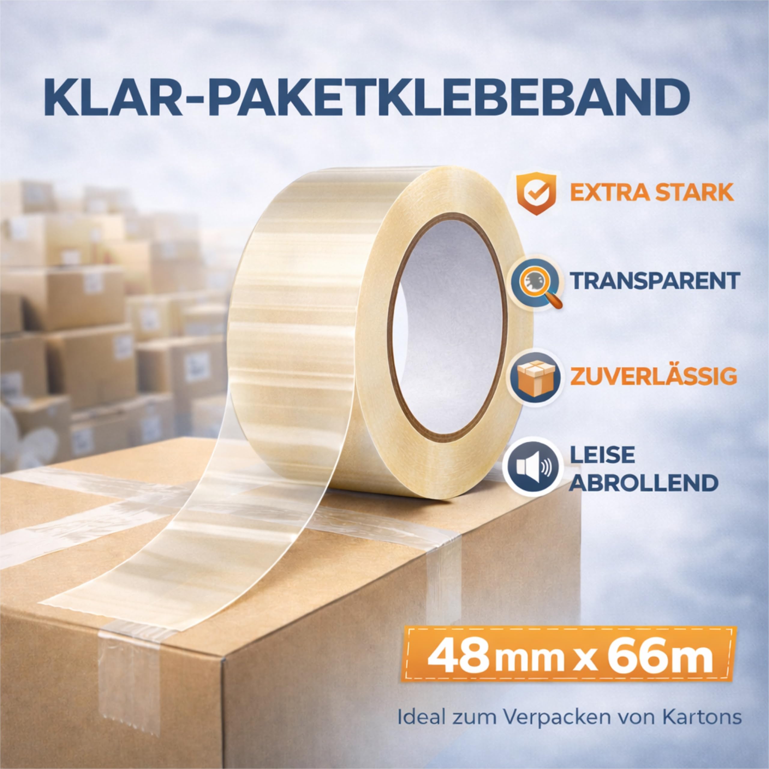 TK Gruppe Timo Klingler 6 rubans adhésifs transparents 216 pieds ruban d'emballage distributeur