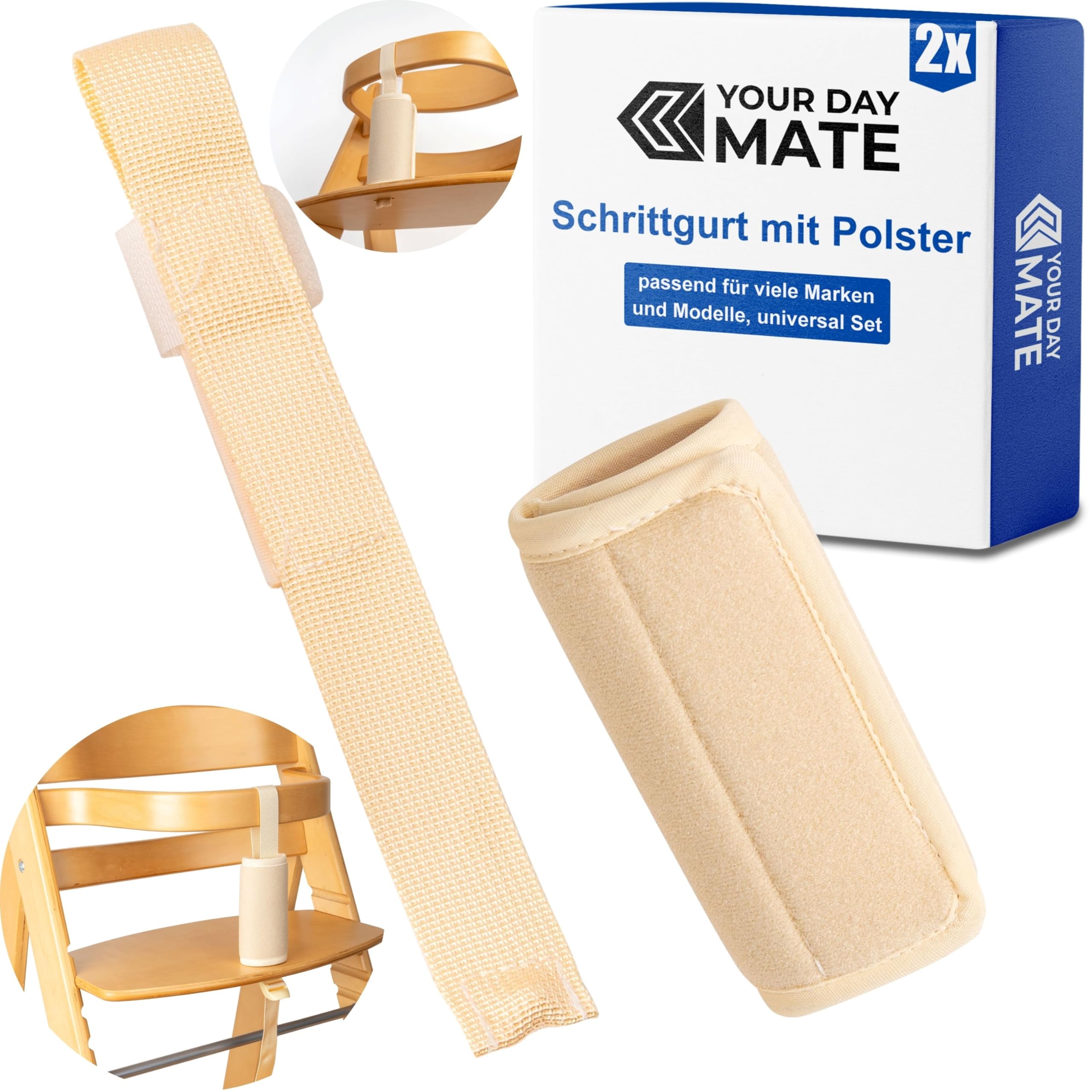 Crotch Strap with Harness pad Set for highchair 2 Pack, Beige, Harness Straps Compatible with Hauck Alpha Beta