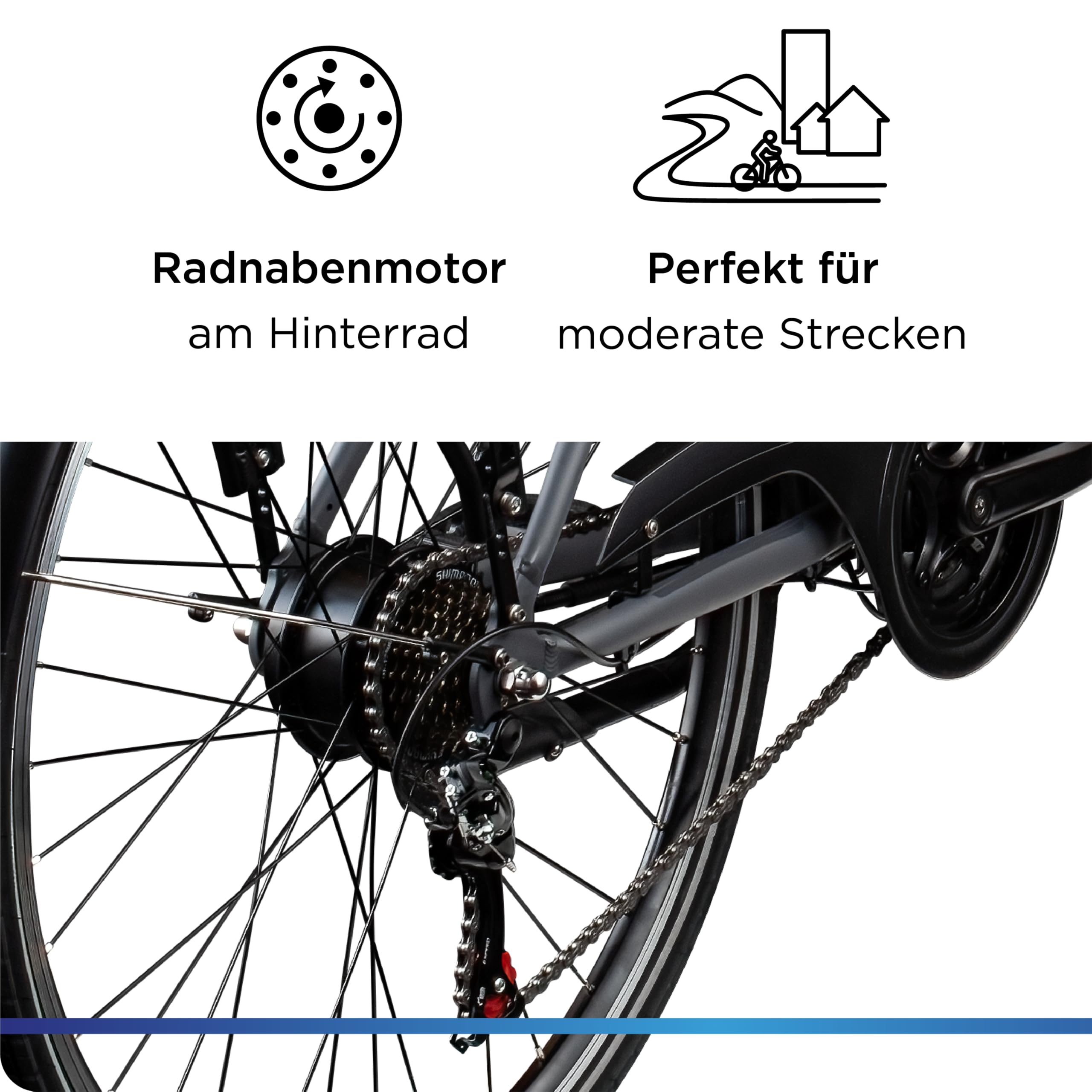 ZÜNDAPP Z802 E Bike Herren Trekking 155-185 cm Fahrrad 21 Gänge, bis 115 km, 28 Zoll Elektrofahrrad mit Beleuchtung und LED Display, Ebike Trekkingrad