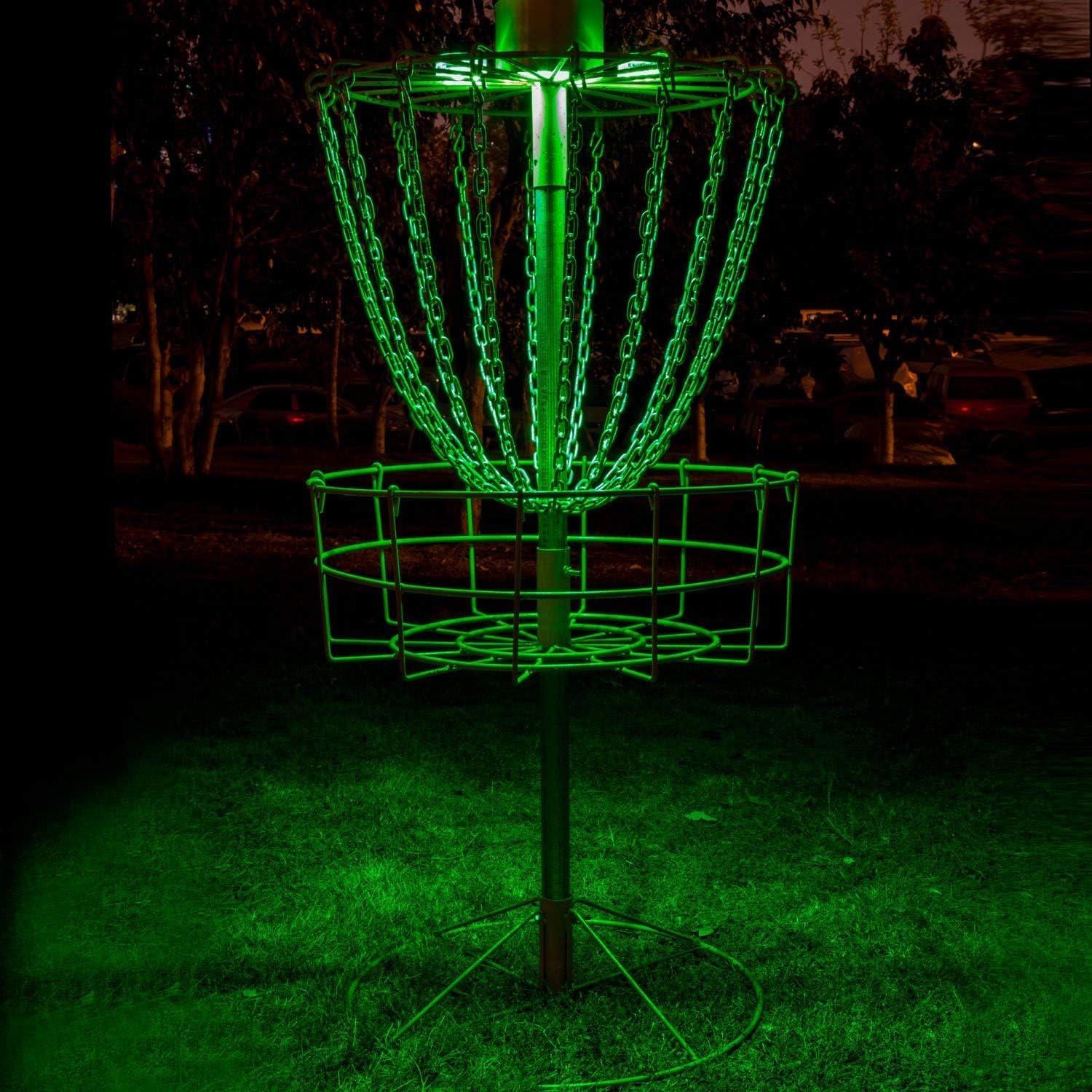 TiToeKi 2Pack Magnetic LED Lights for Flying Disc Golf Basket, Waterproof, Remote Control, Multi Colored-Glow Night Disc Golf (Basket Not Included)