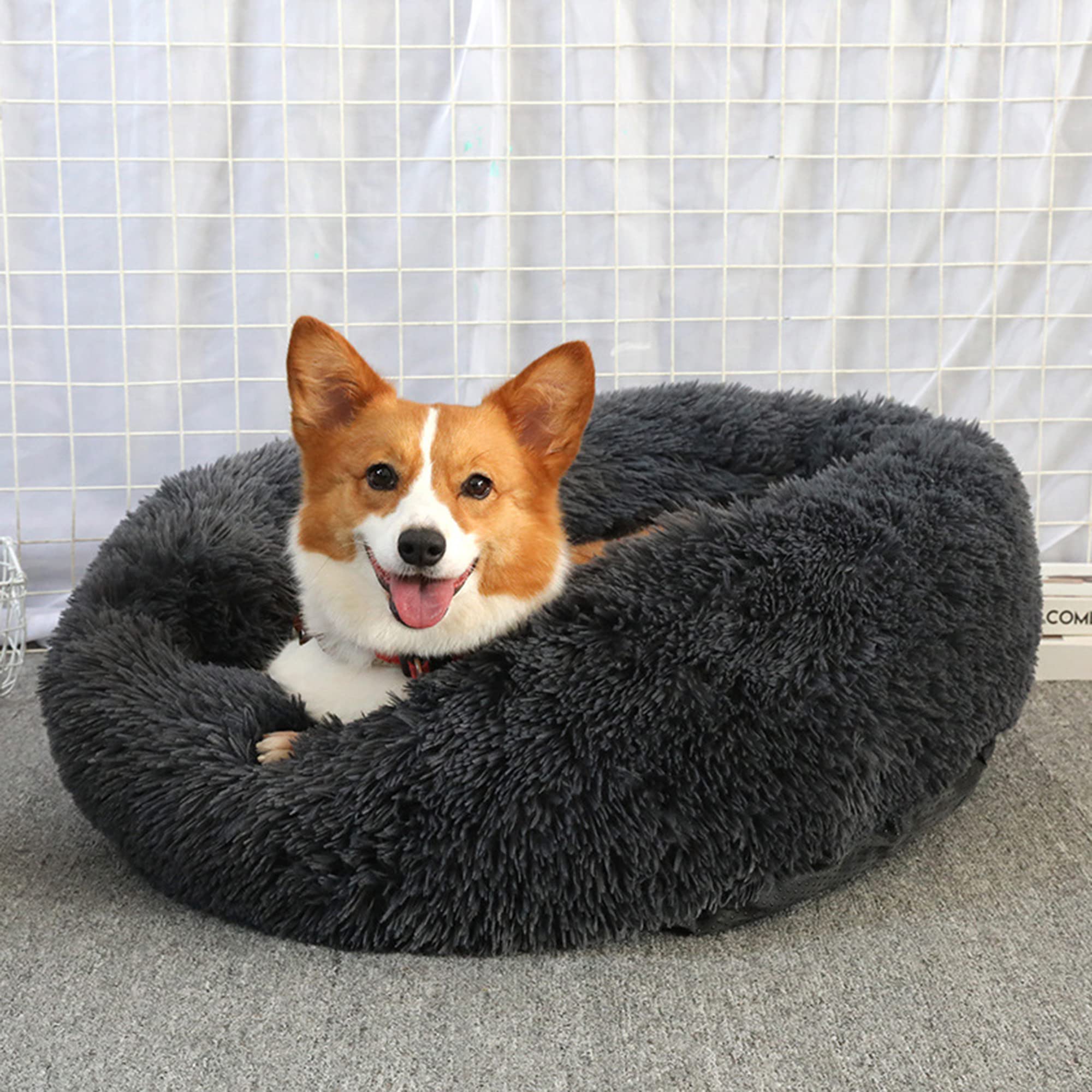 Cama redonda de felpa para gatos y perros, cama calmante para mascotas, suave y esponjosa, cojín para sofá de gato, tapete de cojín para cachorros, cama redonda para mascotas pequeña mediana grande,