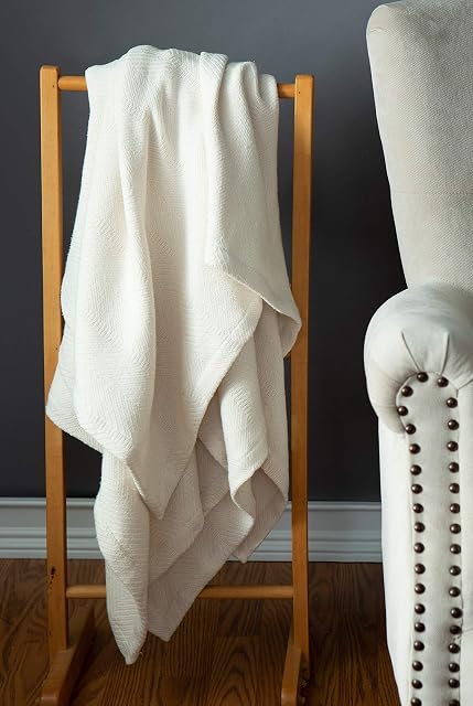 Sticky Toffee Woven Blanket - 100% Cotton, Cream | Large Lightweight Throw | Warm, Light & Soft for Living Room Couch, Chair, Outdoors or for Home Bedspreads | Machine Washable
