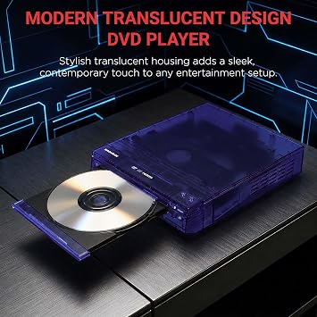 Magnavox, Translucent DVD Player with HDMI Cable Included, Multi Format DVD CD MP3 Player, HDMI Output, Remote Control, PAL/NTSC Compatible, 2 Channel Audio