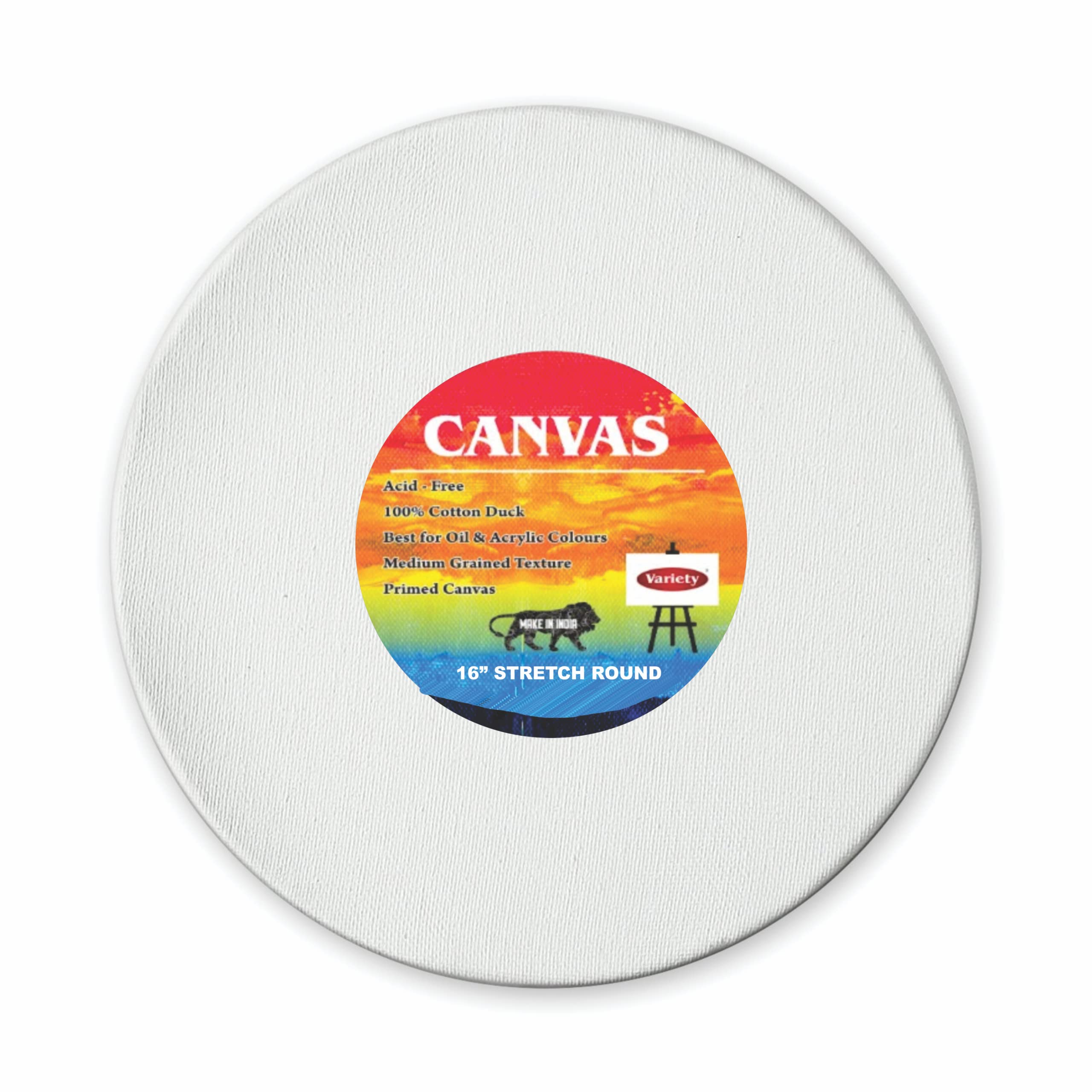 Variety Canvas Okrągłe wstępnie rozciągnięte płótno 295 ml zagruntowane opakowanie 2 szt. (40 cm)