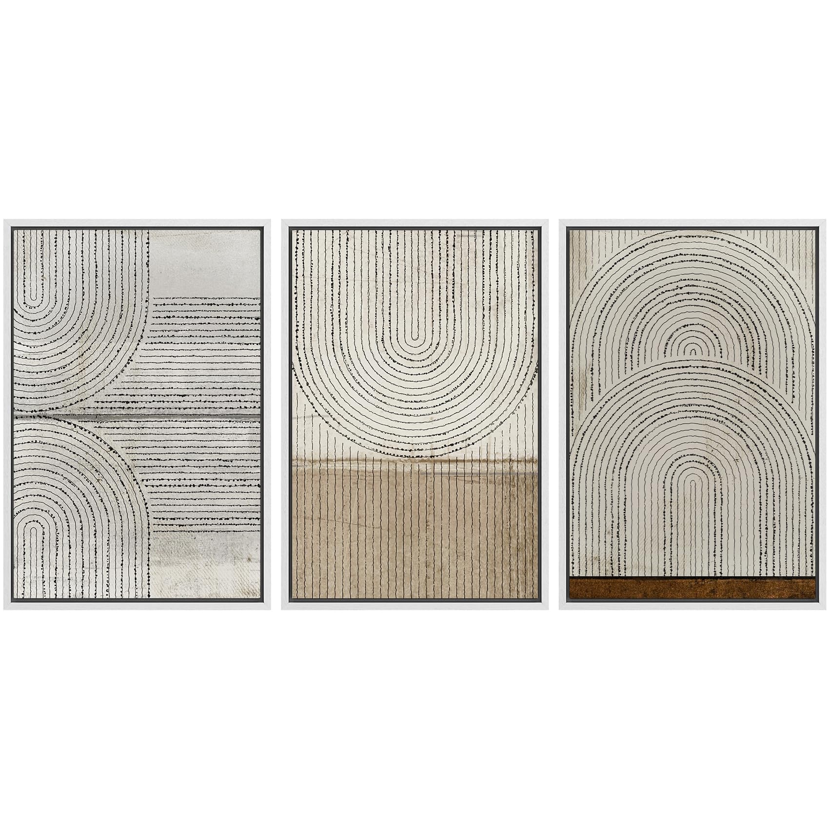 SIGNWIN Framed Canvas Print Wall Art Set Blue White Grunge Geometric Pattern Abstract Shapes Cozy Neutral Decorative Contemporary Minimal for Living Room, Bedroom, Office - 24"x36"x3 Natural — view 88