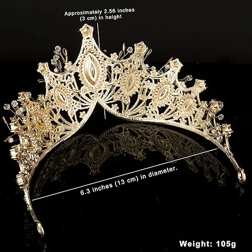 Vista 32 de COCIDE Corona de plata para mujer, corona barroca de reina y tiara para mujer, diadema de cristal, corona de sirena, tiaras de princesa, accesorios