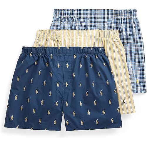 POLO RALPH LAUREN Men's Classic Fit Cotton Woven Boxers 3-Pack