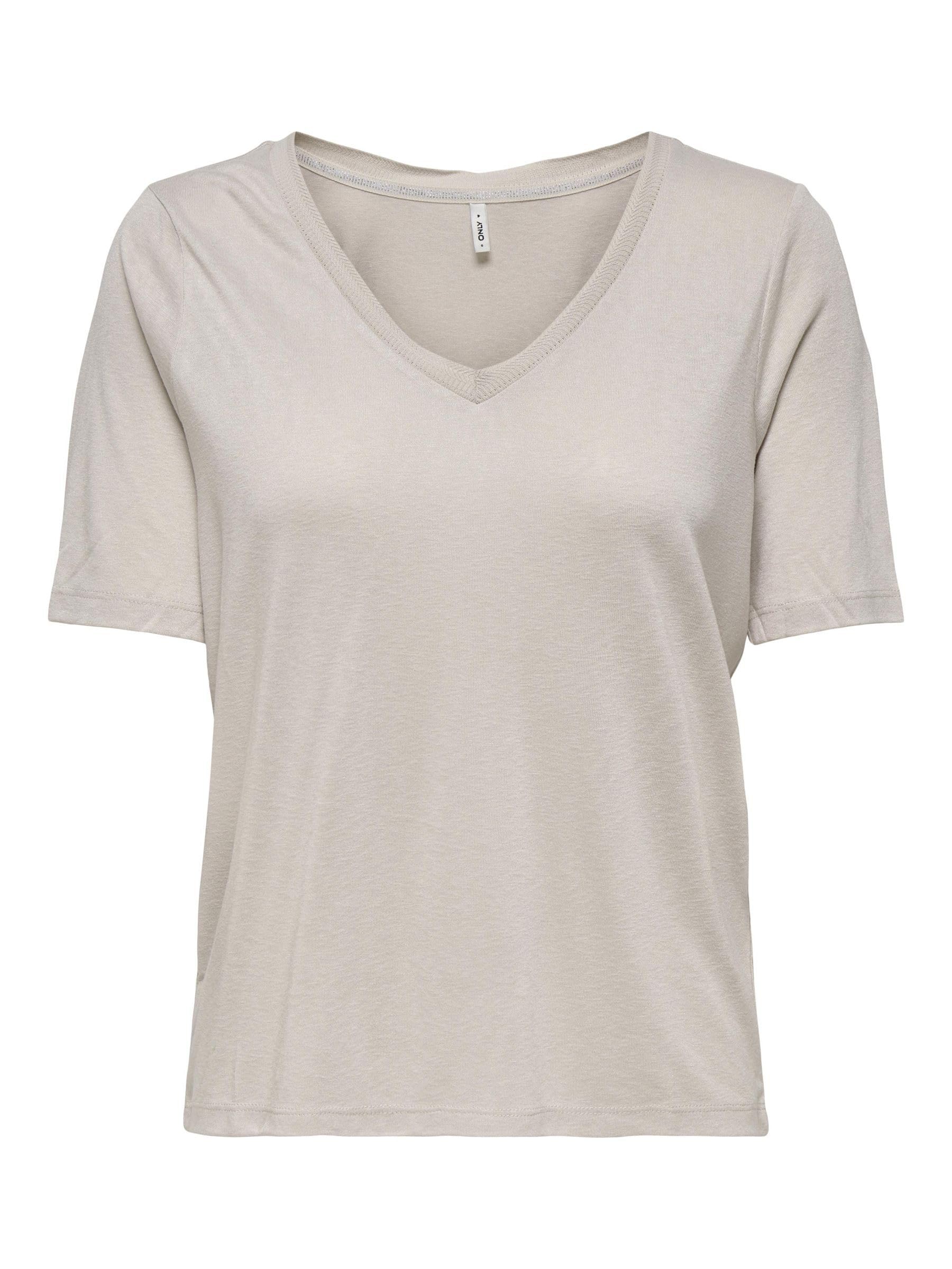 ONLY Women's Onlelise S/S V-Neck Top JRS T-Shirt, Moonbeam, S