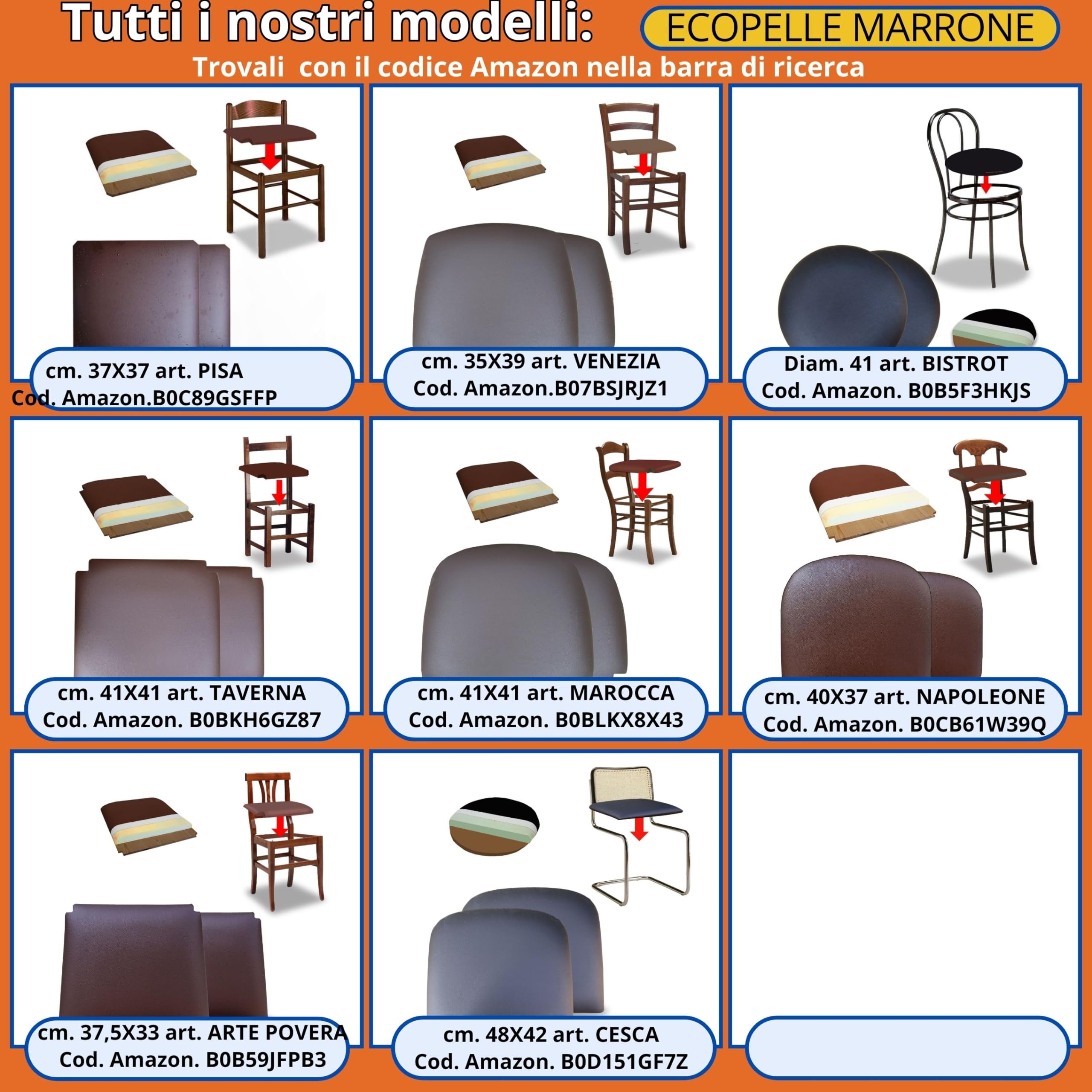 Siège de Rechange pour Chaise, rembourrée en Simili Cuir, Mousse 3 cm – Fond Multicouches, Lavable, hygiénique, Confortable, (L37,5 x P33 h3) 4 Simili Cuir Artepovera Beige