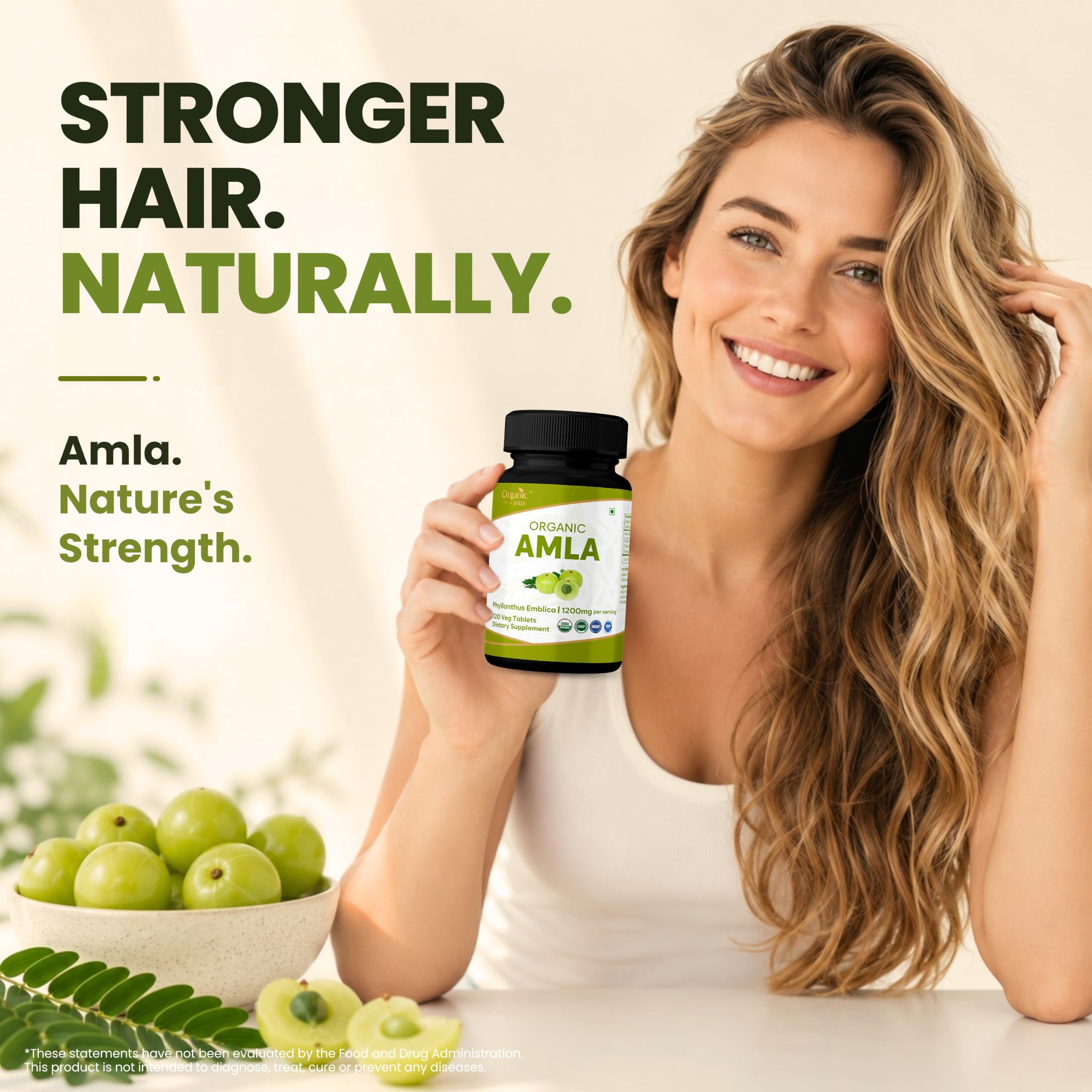 Organic Spree Amla 120 Tablets - Rich in Vitamin C, Supports Immunity, Hair & Skin Wellness* - Indian Gooseberry (Phyllanthus emblica) - 60 Days Supply - USDA Organic, GMP, HACCP Certified - Pack of 3 — Amazon image 4
