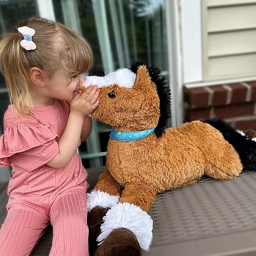 Miniatura 6 de Tezituor Caballo de Peluche Realista de 35 Pulgadas, Caballo de Peluche Grande de 3 Pies de Almohadón de Pony de Granja, Almohadón de Caballo Suave