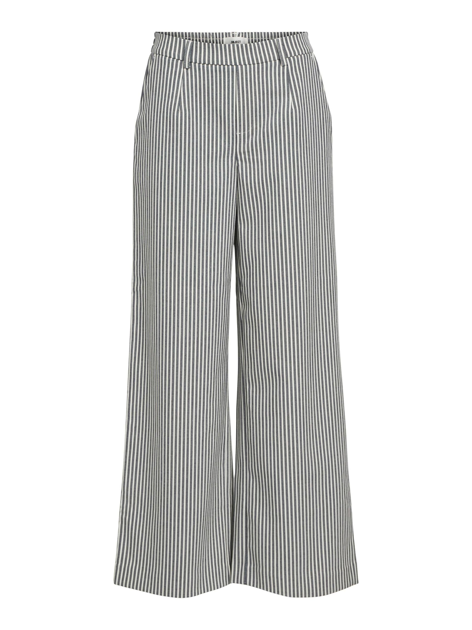 Object Women's Objlisa Wide Trousers AOP Noos, Cloud Dancer, 12