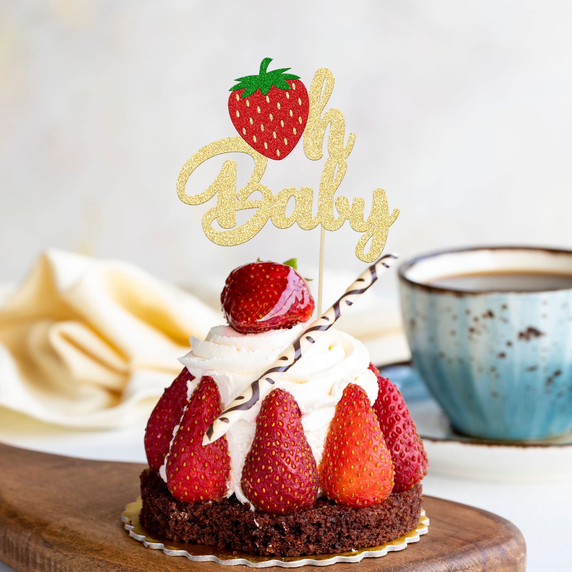 Amazon.com: 1Pc Strawberry Oh Baby Cake Topper Glitter Fruit Theme 