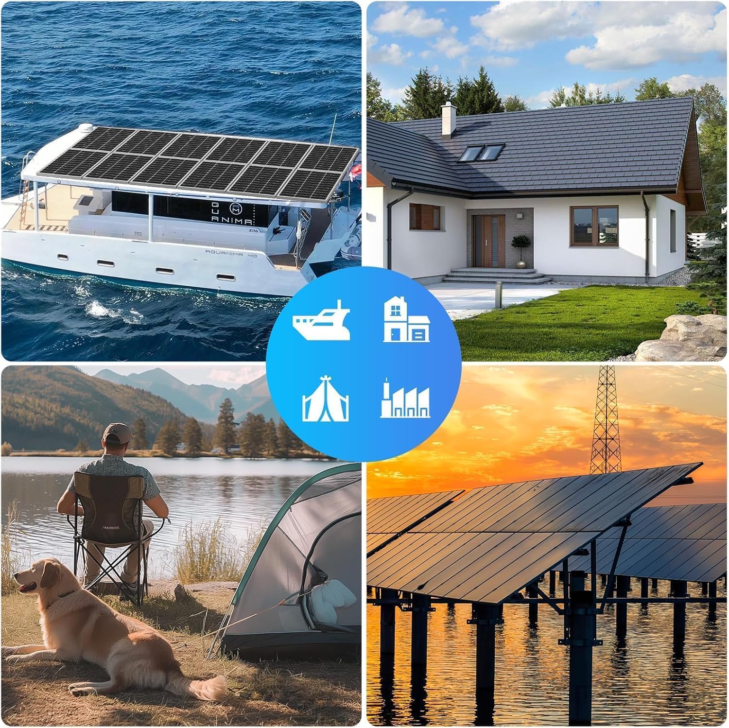 Panel solar 18BB de 400 W, tipo N de 12 V, 2 módulos solares de 200 W, módulos fotovoltaicos monocristalinos de alta eficiencia, impermeabilidad IP68 y conectores MC4 para RV, barco, techo (2