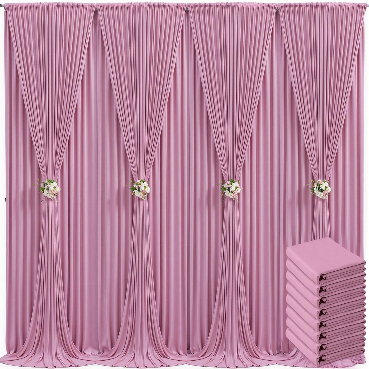 40ft x 10ft Ivory Backdrop Curtain for Wedding Ivory Wrinkle Free Backdrop Drapes Panels for Parties Baby Shower Bridal Shower Birthday Photo Photography Polyester Fabric Background Decoration — view 40
