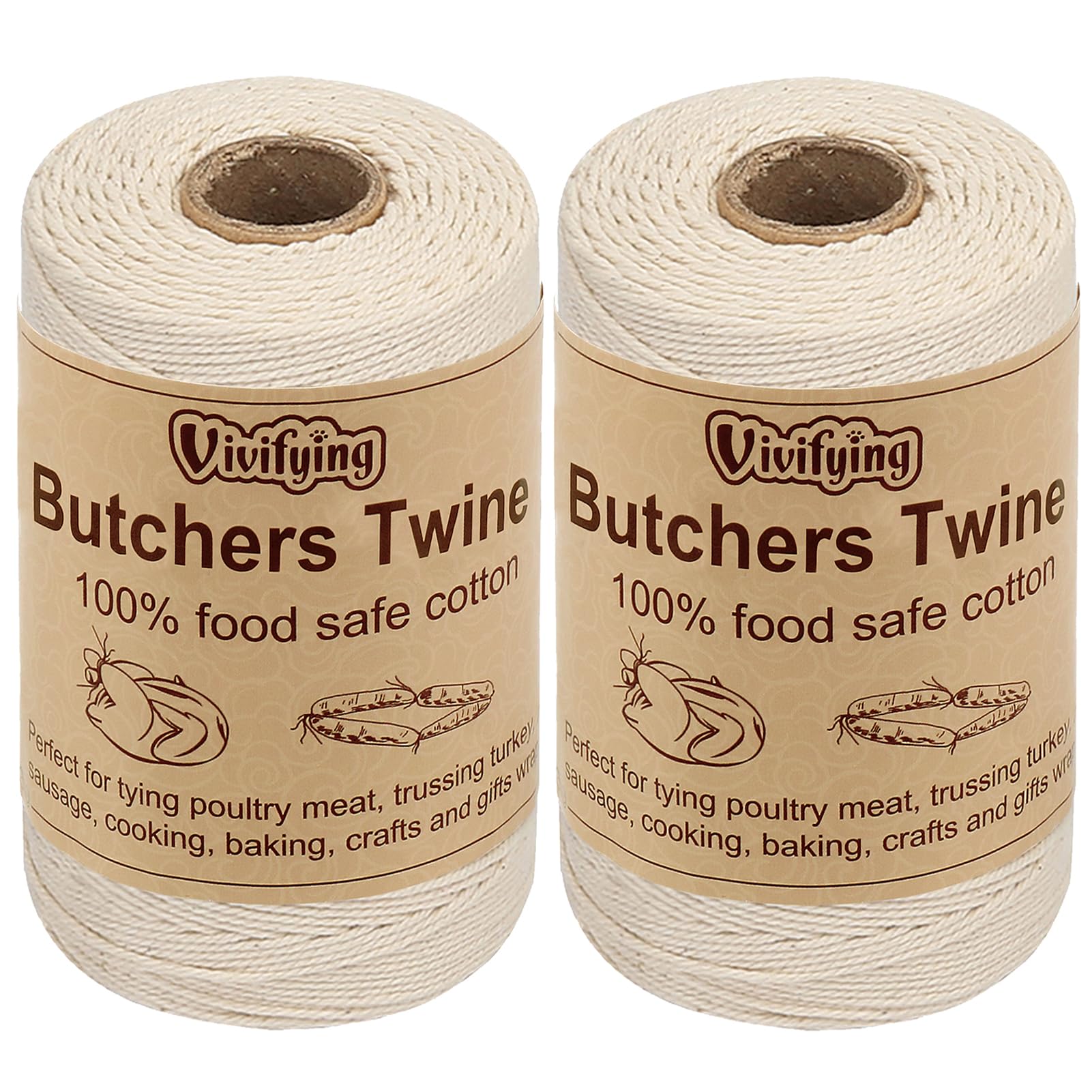 Vivifying 2pcs Butchers String, 656 Feet /200M 3ply Cotton Butchers ...