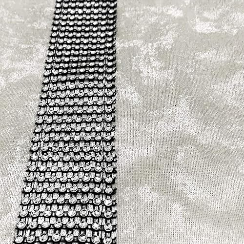 Miniatura 4 de HeMiaor Camino de mesa de lentejuelas de diamantes de imitación de 13 x 98 pulgadas con tira de diamantes y borlas para mesas de comedor (blanco