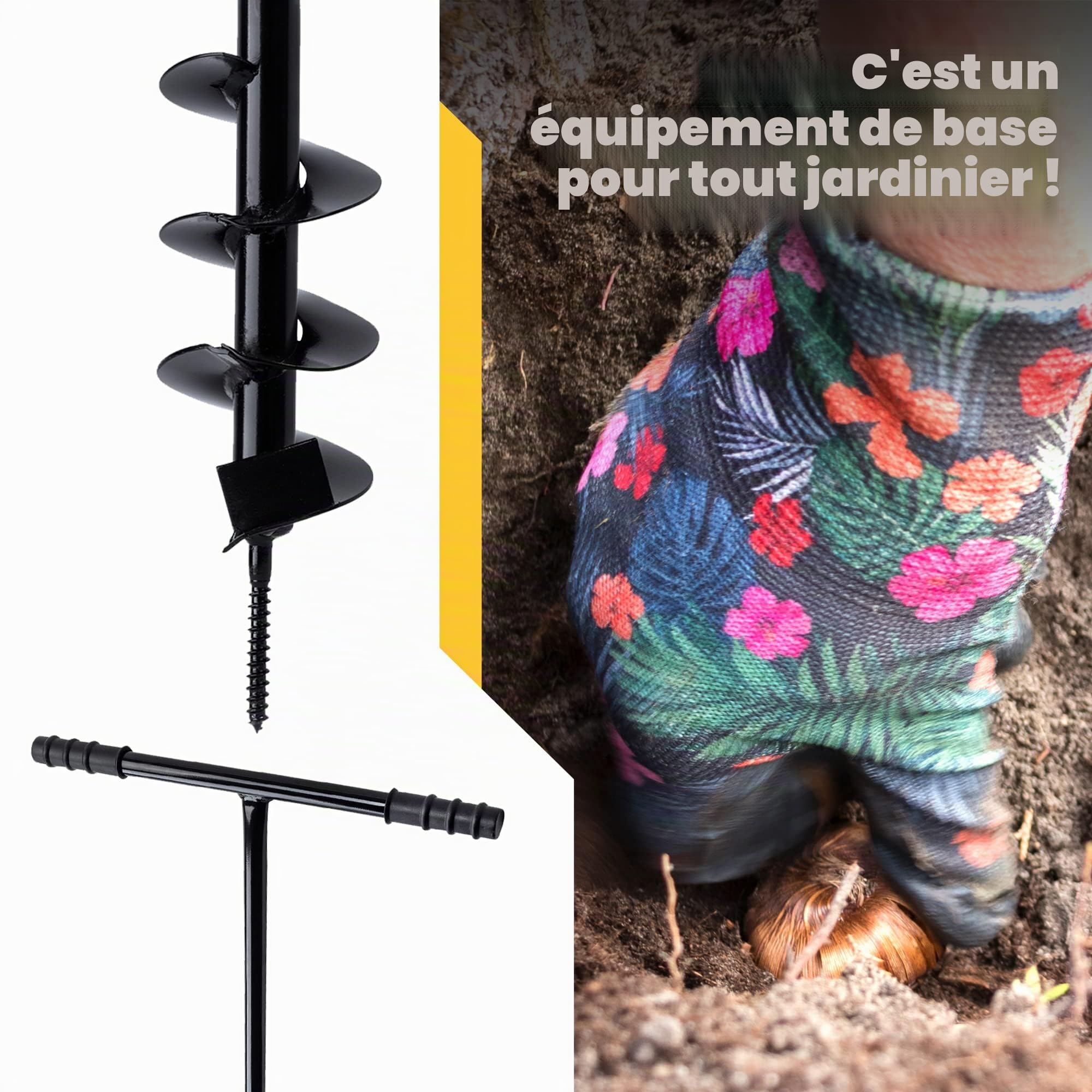 KADAX Tarière Manuelle avec Poignée en Métal, Outil de Jardinage à Main pour Creuser des Trous, Planter des Arbres et Installer des Clôtures (80 mm)